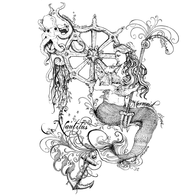 #2445 - Mermaid Collage - Ocean/Collage